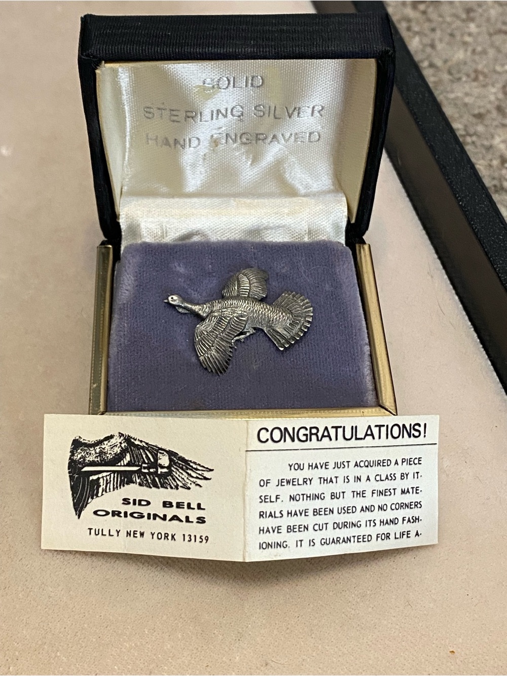 Vintage Sterling Silver Sid Bell Original Bird Tie Tack 925
